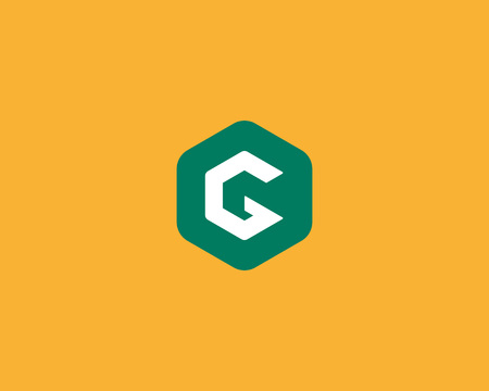 Abstract letter G logo design template. Colorful creative hexagon sign. Universal vector iconのイラスト素材