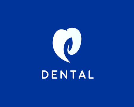 Dentist icon design template. Tooth creative symbol. Dental clinic vector sign leaf mark negative space idea iconのイラスト素材