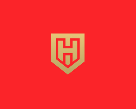 Abstract letter H shield logo design template. Premium nominal monogram business sign. Universal foundation vector iconのイラスト素材