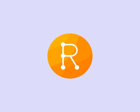 Abstract letter R design template. Dot, line, color creative sign. Universal vector iconのイラスト素材