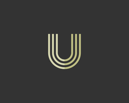 Line letter u . Abstract moving airy icon design, ready symbol creative finger print vector signのイラスト素材