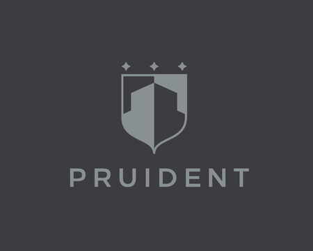 Abstract house  design template. Premium real estate finance crest sign. Universal business foundation shield vector icon.のイラスト素材