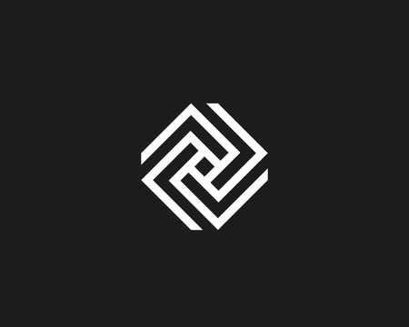 Line art cube logo design template. Abstract geometric logotype. Universal rhomb vector icon symbolのイラスト素材