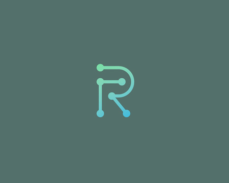 Abstract letter R logo design. Color linear logotype.のイラスト素材