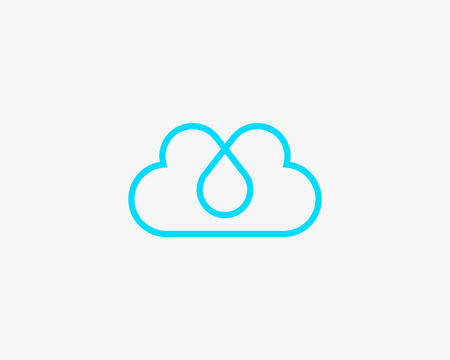 Linear cloud vector logo. Drop hearts water aqua logotype.のイラスト素材