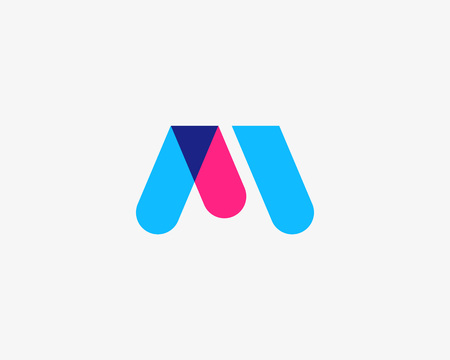 Letter M, W logotype. Colorful overlay vector icon logoのイラスト素材