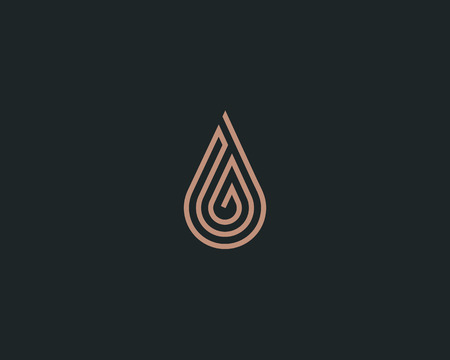 Linear aqua maze logotype. Premium water drop vector logo.のイラスト素材