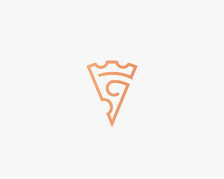 Pizza slice line logotype. Pizzeria crown vector logo design.のイラスト素材