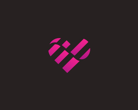 Heart vector  Valentines day stripes symbol. Abstract wave medical health iconのイラスト素材