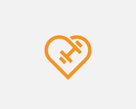 Heart dumbbell vector logotype. Love sport fitness gym workout icon.のイラスト素材