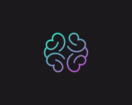 Abstract linear brain icon design modern minimal style illustration. Smart idea vector emblem sign...