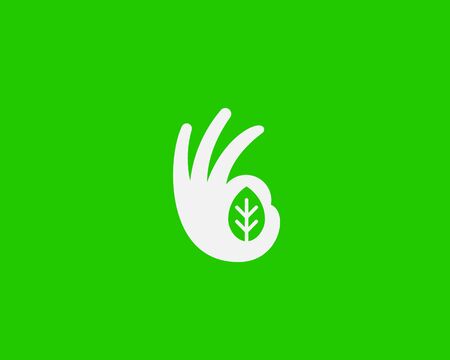 Ok hand  design modern minimal style illustration. Leaf vector icon symbolのイラスト素材