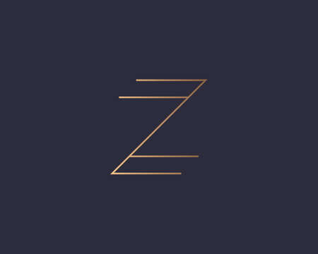 Letter Z logo monogram, minimal style identity initial logo mark. Golden gradient parallel lines vector emblem logotype for business cards initials invitations ect.のイラスト素材
