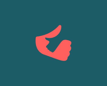 Hands double Like, thumbs up symbols icon logotype. Creative Ok hand gesture approval icon logo design vector template minimal style illustration on dark background.のイラスト素材