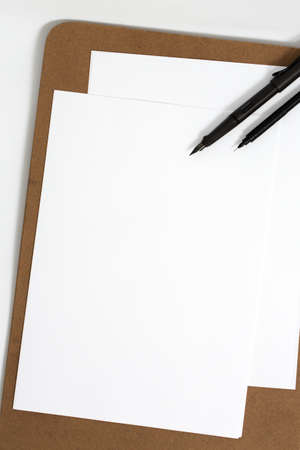Blank Paper on Brown Background 2の写真素材