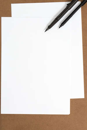 Blank Paper on Brown Background 1の写真素材