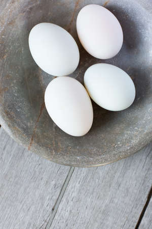 Eggs on the vintage plate 4の写真素材