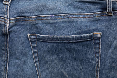 Close up shot of denim jeans pocket textureの写真素材