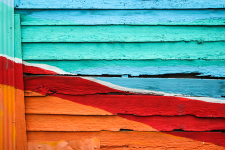 Wood wall colorful for backgroundの写真素材