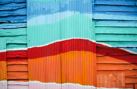 Wood wall colorful for backgroundの写真素材