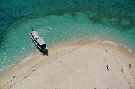 boat on the beach, belitung indonesiaの写真素材