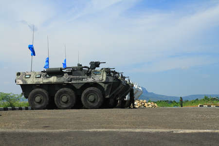 BOGOR, INDONESIA - MAY, 2012: Military tanks are parked during a training event