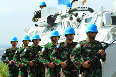 BOGOR, INDONESIA - MAY, 2012: Soldiers skilled in military trainingのeditorial素材