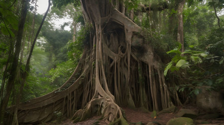 Panoramic view of the waterfall in the jungle, Thailand.の素材