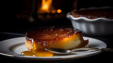 Creme Brulee, French vanilla creme brulee with caramel sauceの素材