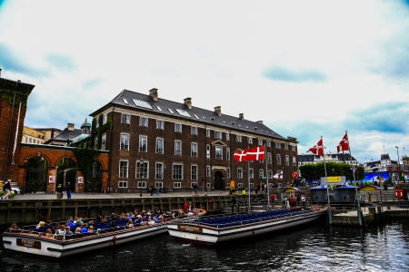 canal boat tourists in denmark