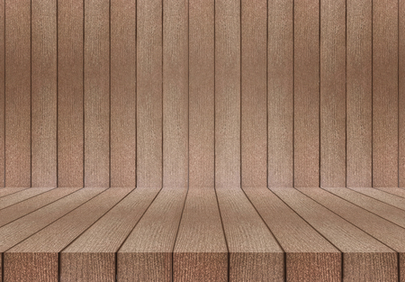 empty top wood shelves or table on wall background for put productの写真素材