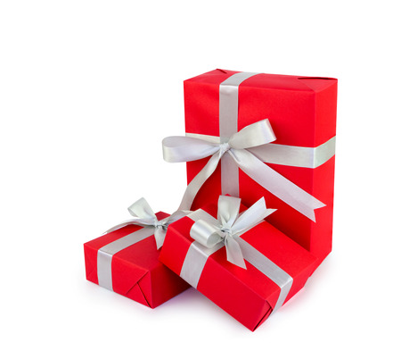 Red gift box for graphic design a concept for Christmas or new year or special eventの写真素材