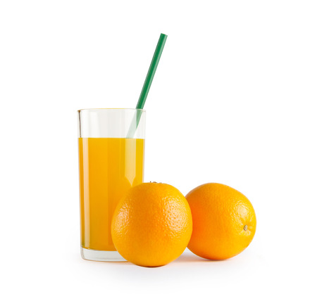isolated orange juice on white background with clipping pathの写真素材