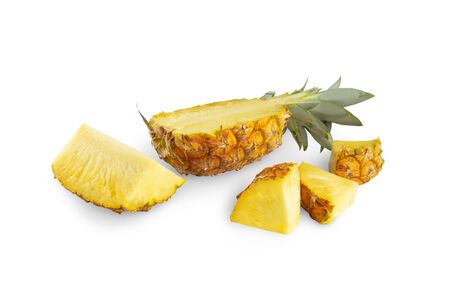 Isolated set of pineapple on white backgroundの写真素材