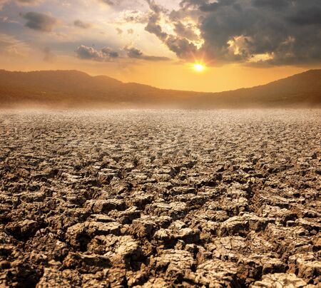 Dry cracked land a concept of global warming and climate changeの写真素材