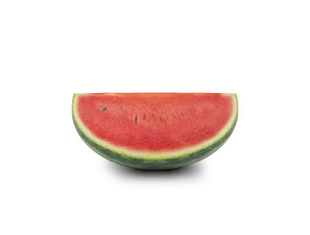 Fresh ripe watermelon slices isolated on white backgroundの写真素材