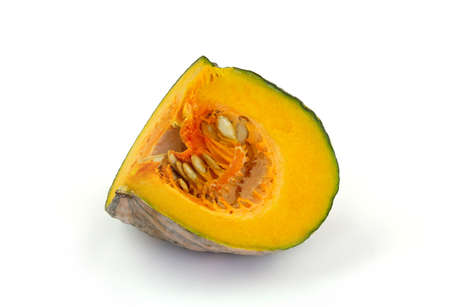 A slice of pumpkin isolated on white backgroundの写真素材