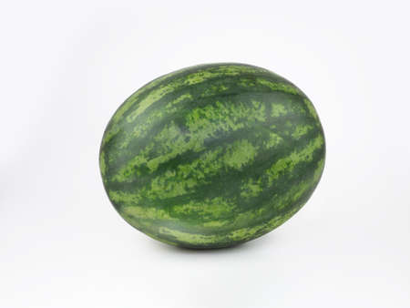 close up of whole watermelon isolated on white backgroundの写真素材