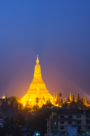 Shwedagon pagoda and famous tourist attraction landmark -Yangon, Myanmarのeditorial素材