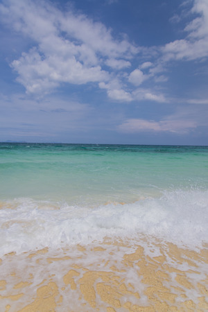 Sponge water waves on beach, thailandの写真素材