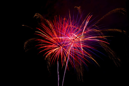 firework isolated on black backgroundの写真素材