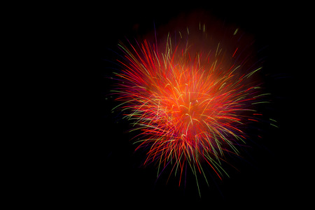 firework isolated on black backgroundの写真素材