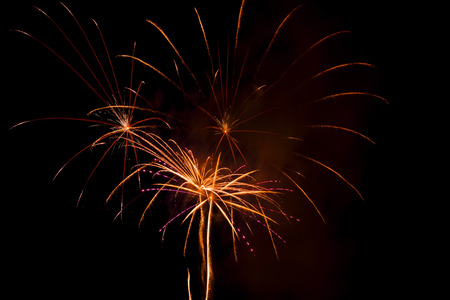 firework isolated on black backgroundの写真素材