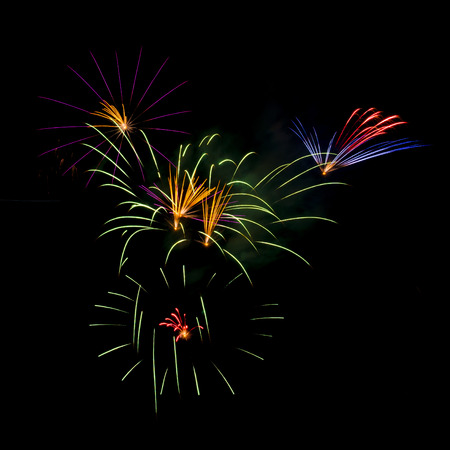 firework isolated on black backgroundの写真素材