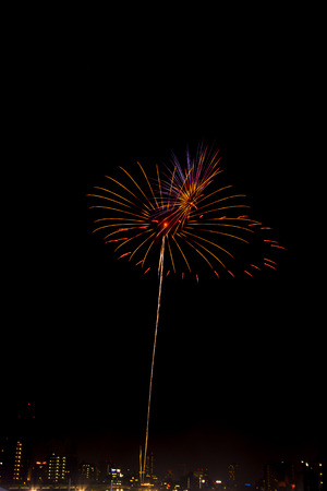firework isolated on black backgroundの写真素材