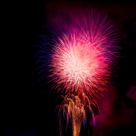 firework isolated on black backgroundの写真素材