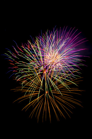 firework isolated on black backgroundの写真素材