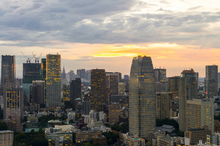 sunset Cityscape of Tokyo City, Japan - Tokyo is the world's most populous metropolis and is described as one of the three command centers for world economyのeditorial素材