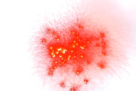 Beautiful colorful firework display for celebration happy new year and merry chrismas on white backgroundの写真素材