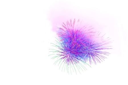 Beautiful colorful firework display for celebration happy new year and merry christmas on backgroundの写真素材